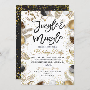Modern Black Guld Jingle och Mingle Julfest Inbjudningar