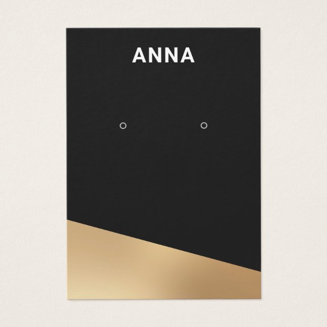 Modern Black Guld judelry Earring Visning Card Visitkort (Framsidan)