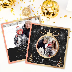 Modern Black Guld jul Ornamet 2 Foto Julkort