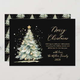 Modern Black Guld Julgran Julkort