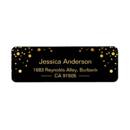 Modern Black Guld-konfetti-punkter Returadress Etikett