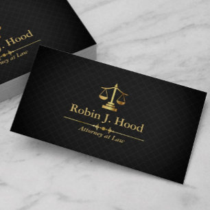 Modern Black & Guld Libra Lawyer Attorney Visitkort