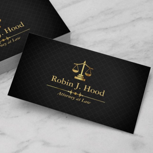 Modern Black & Guld Libra Lawyer Attorney Visitkort (Skapare uppladdad)