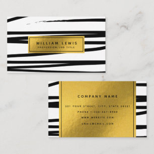 Modern Black & Guld Linjer Abstrakt Art Visitkort