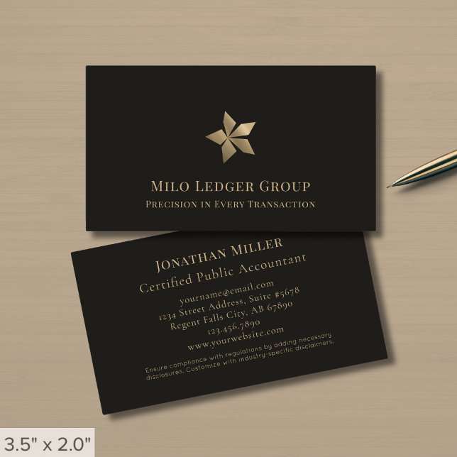 Modern Black Guld Logotyp Visitkort (Skapare uppladdad)