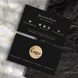 Modern Black Guld Luxe Professionell Business Logo Visitkort