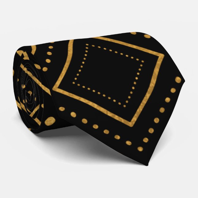 Modern Black Guld Manar Mode Neck Tie Slips (Rullad)