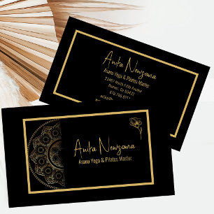 Modern Black & Guld Mandala Yoga/Pilates Visitkort