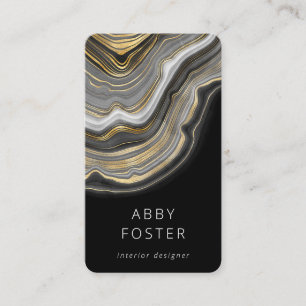 Modern Black Guld Marble Mönster Designer Visitkort
