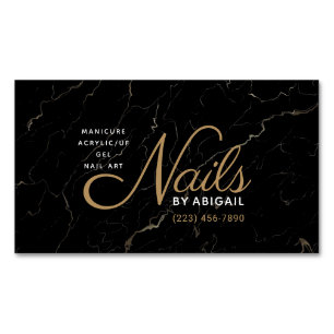 Modern Black & Guld Marble Nagel efter "Namn"-för Magnetiska Visitkort