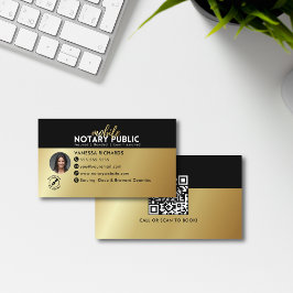 Modern Black Guld Mobile Notary Public QR-kod Visitkort