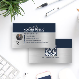 Modern Black Guld Mobile Notary Public QR-kod Visitkort