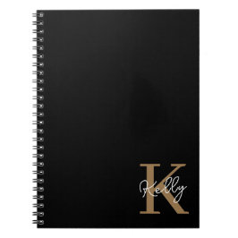 Modern Black Guld Monogram Anteckningsbok