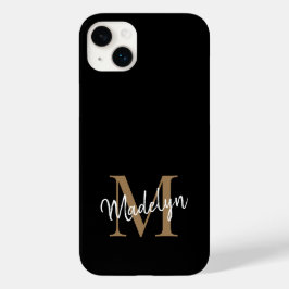 Modern Black Guld Monogram Feminine-skript Namn