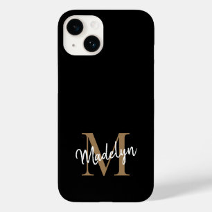 Modern Black Guld Monogram Feminine-skript Namn