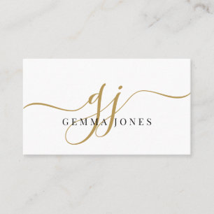 Modern Black Guld Monogram Feminine-skript Namn Visitkort