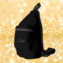 Modern Black Guld Monogram Manar Womens Kids Trave