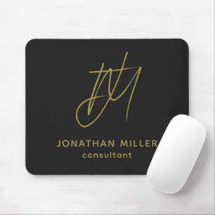 Modern Black Guld Monogram Musmatta