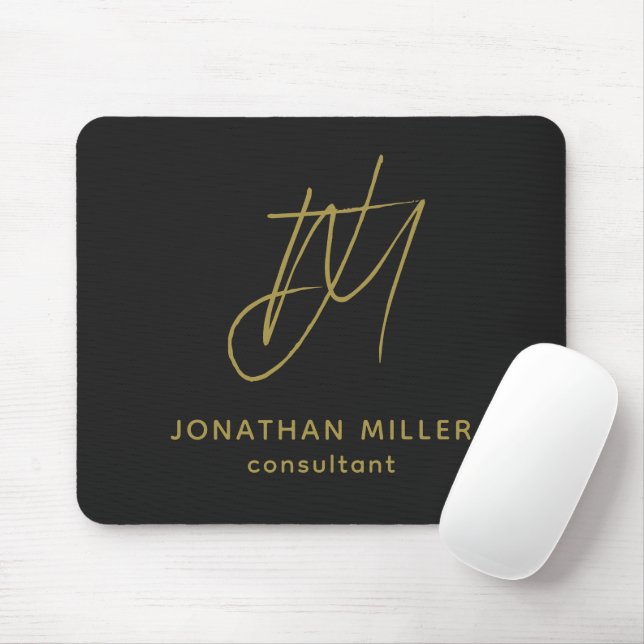 Modern Black Guld Monogram Musmatta (Med mus)