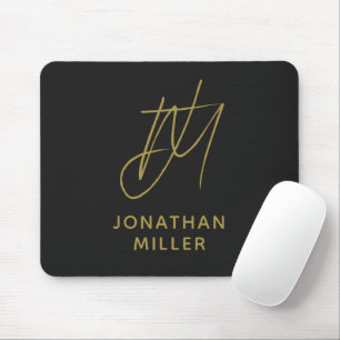 Modern Black Guld Monogram Musmatta
