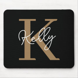 Modern Black Guld Monogram Musmatta