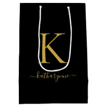 Modern Black Guld Monogram Namn