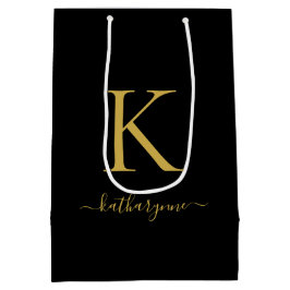 Modern Black Guld Monogram Namn