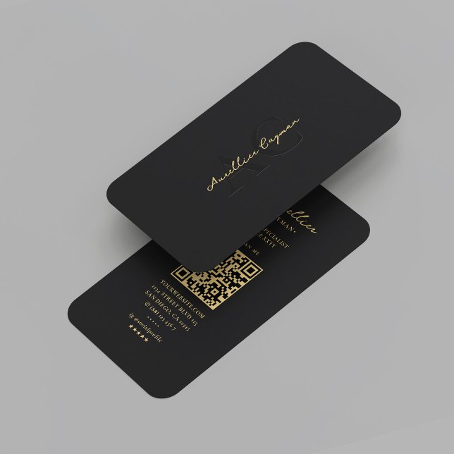 Modern Black Guld Monogram Professionell Marknadsf Visitkort (Modern Black Gold Monogram Professional Marketing Business Card
)