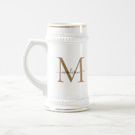 Modern Black Guld Monogram Script Namn Initial Sejdel