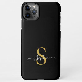 Modern Black Guld Monogram Snyggt Script Namn