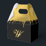Modern Black & Guld Monogram-Vintage Presentaskar<br><div class="desc">En vacker svart och guld-design med ett modernt guld monogram och guld som droppar. Den här eleganten som kombinerar svart och guld färg innehåller både modern och vintage skripttypografi. Perfekt födelsedagspresent,  daghemsdekoration,  barnrumskonst,  hemdekaler,  Julklapp eller gåva till något annat särskilt tillfälle.</div>