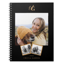 Modern Black Guld Monogrammed Anteckningsbok