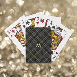 Modern Black Guld Monogrammed Check Rand Poker Kortlek
