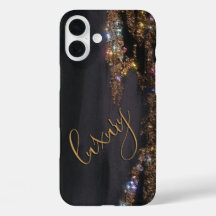 Modern Black Guld Monogrammed Fodral-Mate iPhone