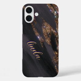 Modern Black Guld Monogrammed Fodral-Mate iPhone