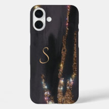 Modern Black Guld Monogrammed Fodral-Mate iPhone