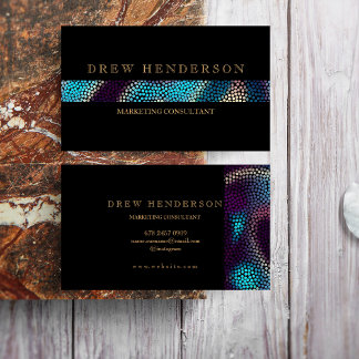 Modern Black Guld Neon Visitkort