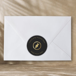 Modern Black & Guld Notary Pen Auktoriserad efter Runt Klistermärke