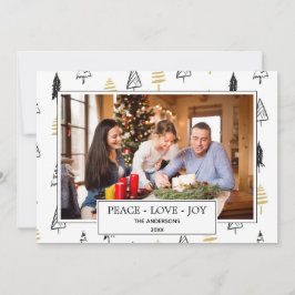 Modern Black & Guld Peace Kärlek Joy Julgran Julkort