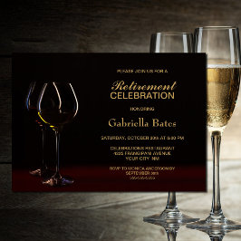 Modern Black Guld Pension Party Vin Glass Inbjudningar