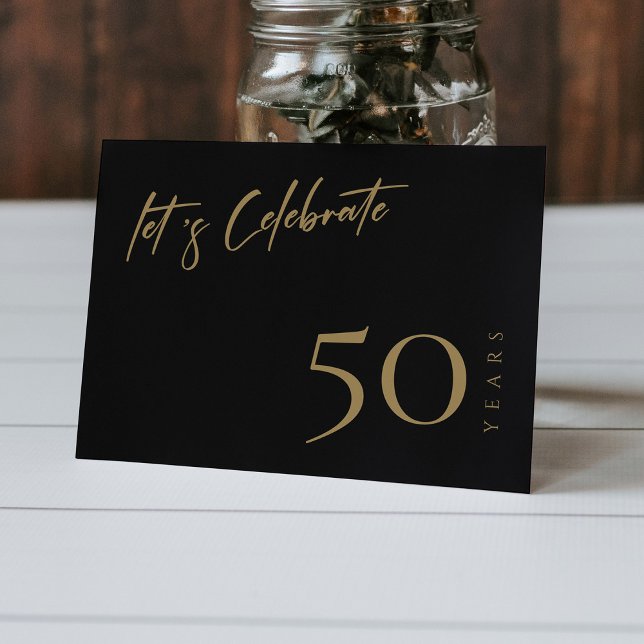 Modern Black & Guld: Personlig 50-årsdagen Inbjudningar (Modern Black & Gold: Personalized 50th Anniversary Invitation)