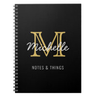 Modern Black Guld Personlig Namn Monogrammed