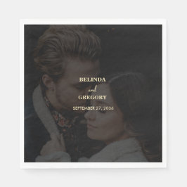 Modern Black Guld Photo Overlay Bröllop Pappersservett