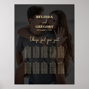 Modern Black Guld Photo Overlay Bröllop Poster