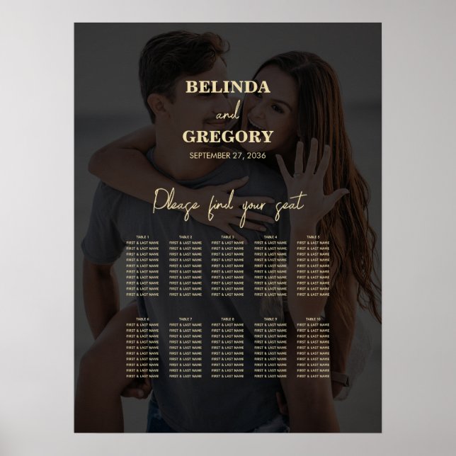 Modern Black Guld Photo Overlay Bröllop Poster (Framsidan)