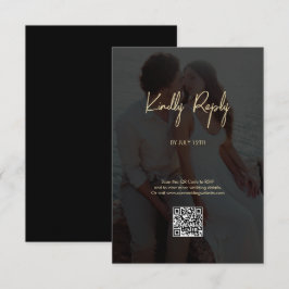 Modern Black Guld Photo Overlay Bröllop Tilläggskort
