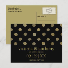 Modern Black & Guld Polka dots sparar datum Meddelande Vykort