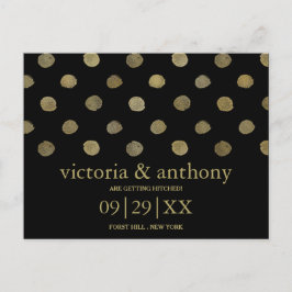 Modern Black & Guld Polka dots sparar datum Meddelande Vykort