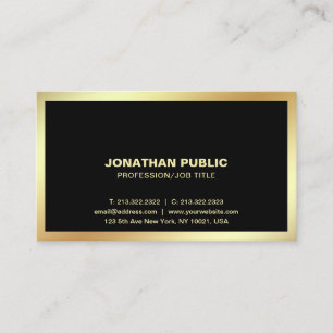 Modern Black Guld Professionell Snyggt Plain Visitkort