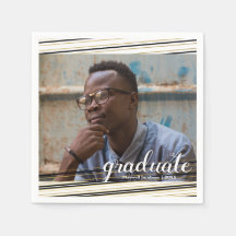 Modern Black & Guld Rand Student Party Napkins